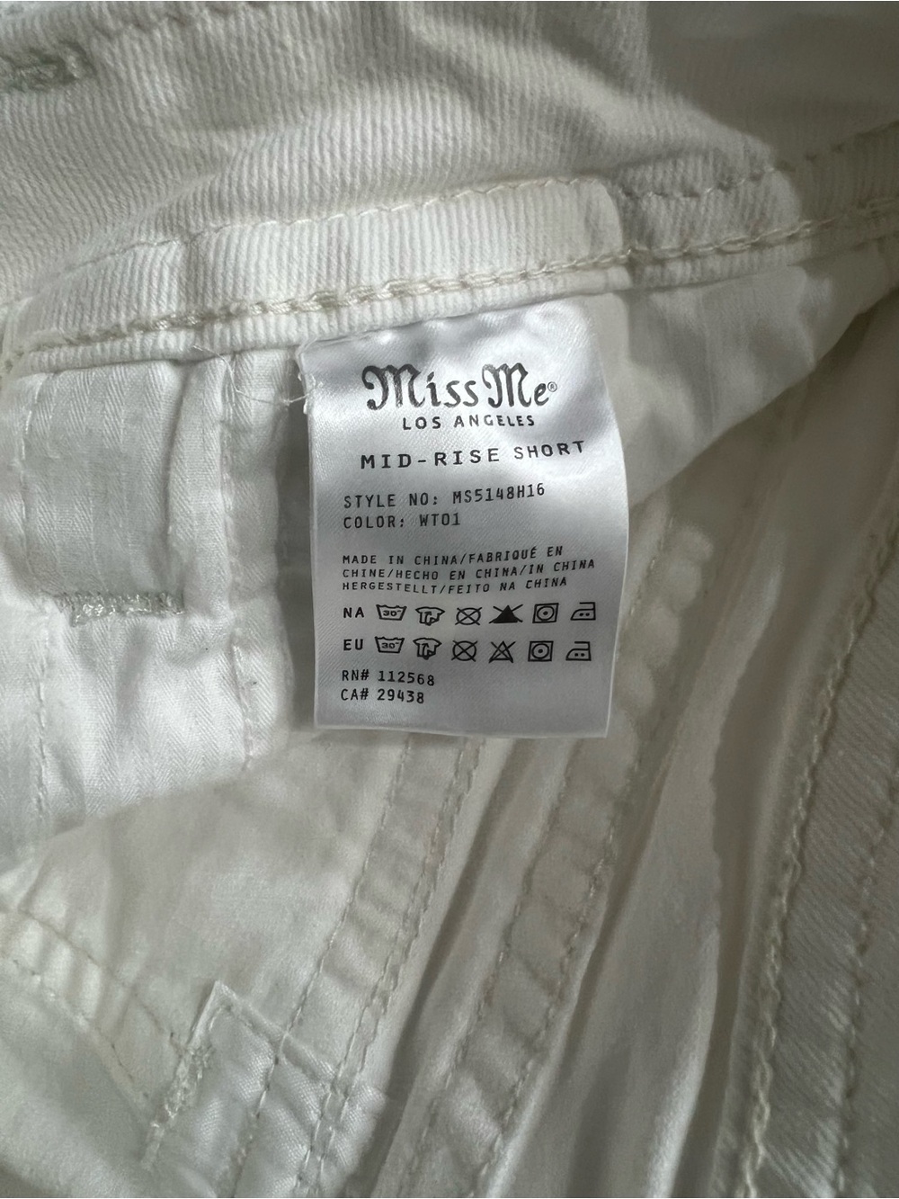 Miss Me White Cotton Jean Shorts with Button Front Detail - Picture 5 of 6